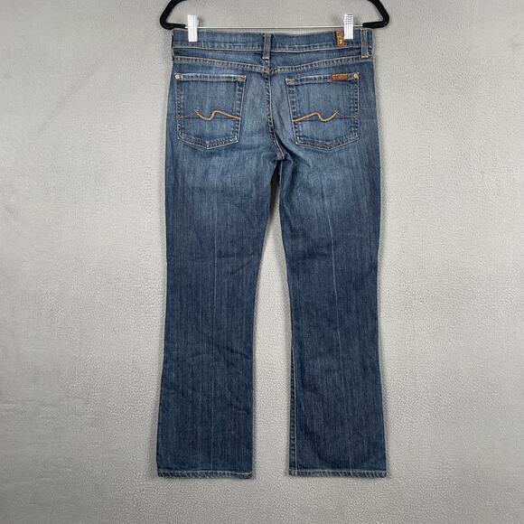 7 For All Mankind Jeans Womens 28 Blue Bootcut Stretch Denim Made USA Classic - Picture 2 of 10